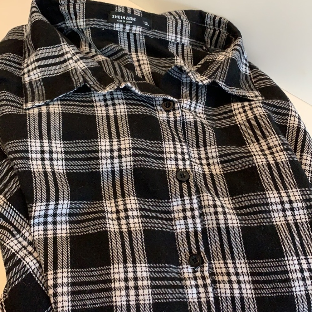 Black & white button up.